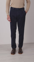 Autumn Winter Blue Cotton Chino Trousers